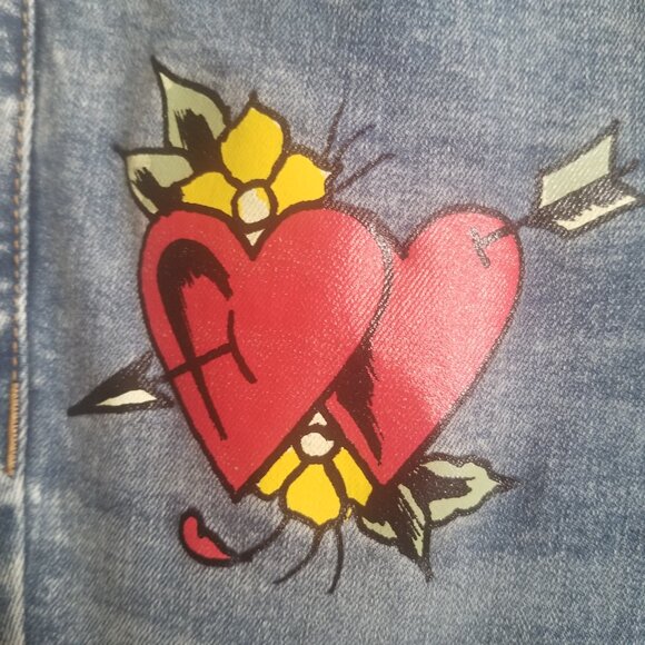 NWT Ed Hardy Hearts Women's Flare Y2K Hippie Jeans Sz 24 - Picture 4 of 8